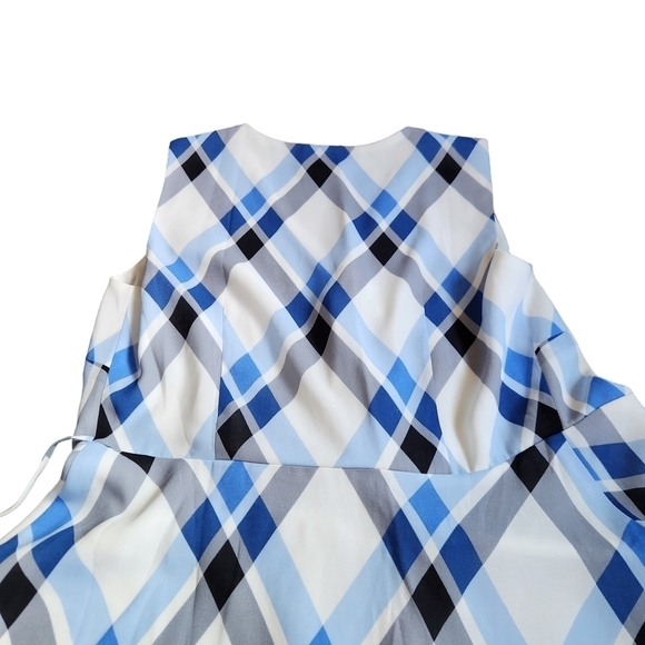 Ann Taylor size 4 blue white plaid midi wrap dress preppy festival ethereal - Picture 9 of 10